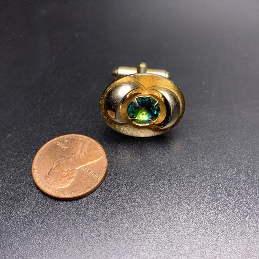 Vintage Shields Watermelon Rivoli Rhinestone Cufflinks